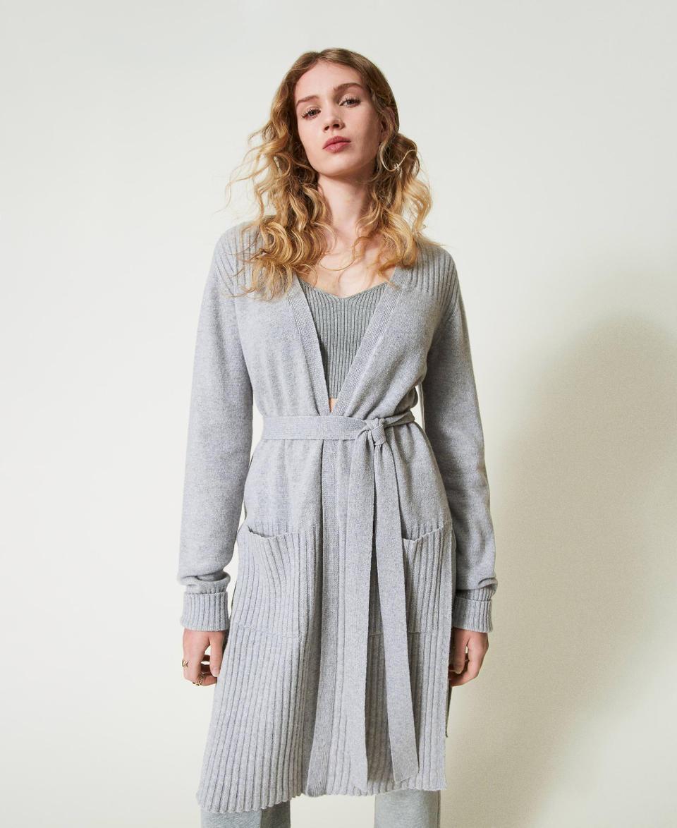 Twin Set Maxi Cardigan In Misto Lana E Lurex