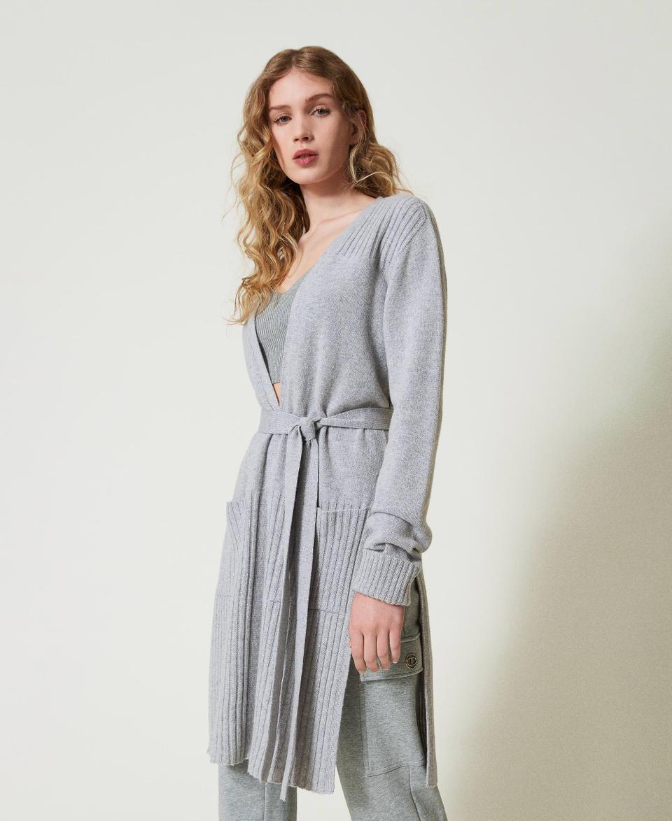 Twin Set Maxi Cardigan In Misto Lana E Lurex