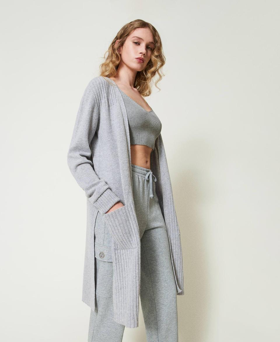 Twin Set Maxi Cardigan In Misto Lana E Lurex