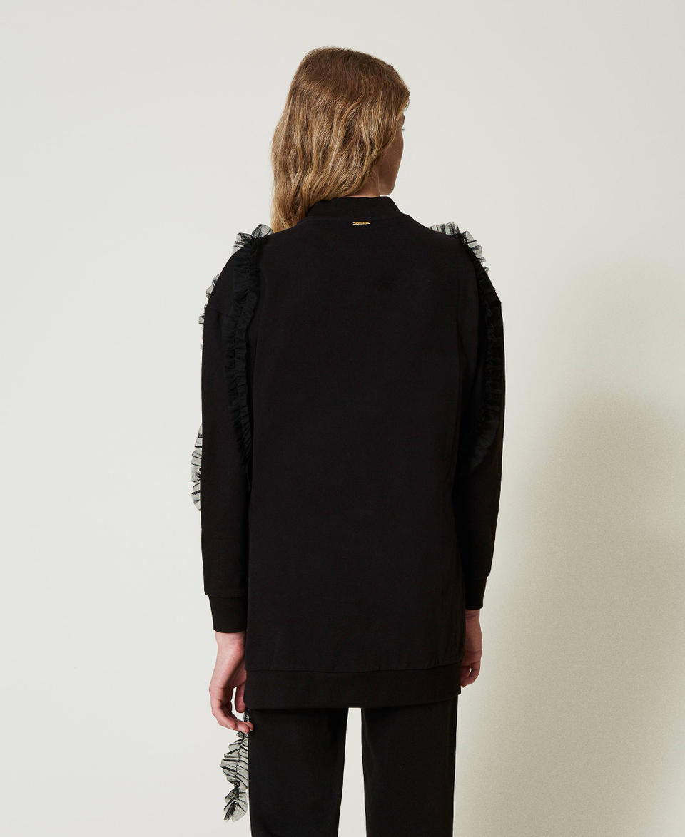 Twin Set Maxi Felpa Con Volant In Tulle