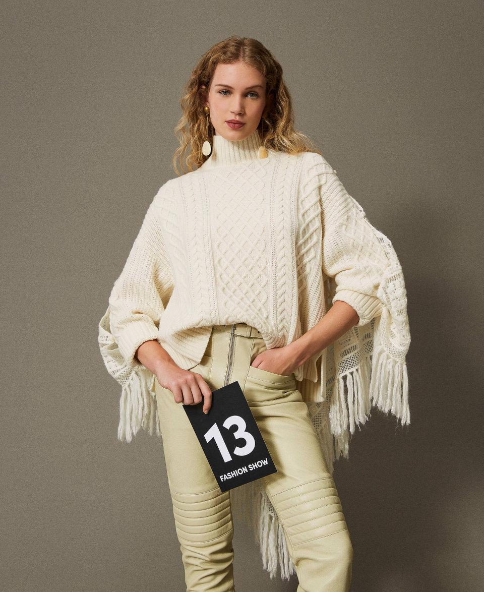 Twin Set Maxi maglia in misto lana con stola