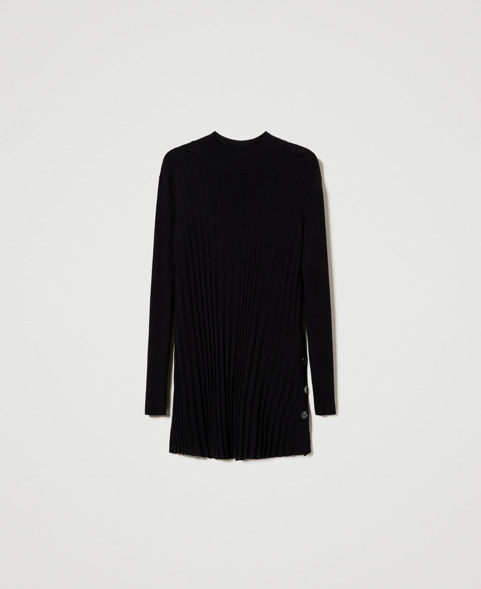 Twin Set Maxi Maglia Plissé Con Bottoni