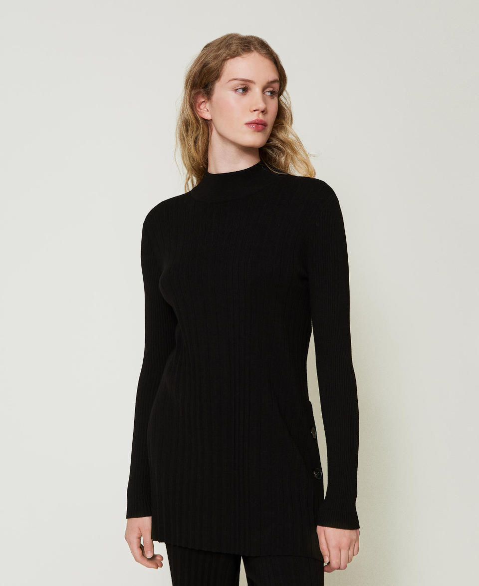 Twin Set Maxi Maglia Plissé Con Bottoni