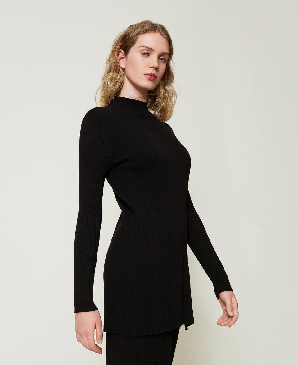 Twin Set Maxi Maglia Plissé Con Bottoni