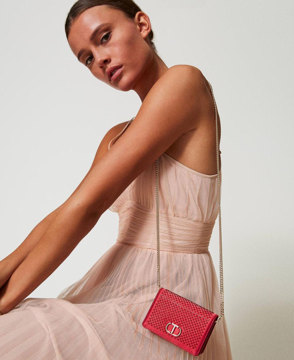 Twin Set Mini Borsa A Tracolla In Raso Con Strass