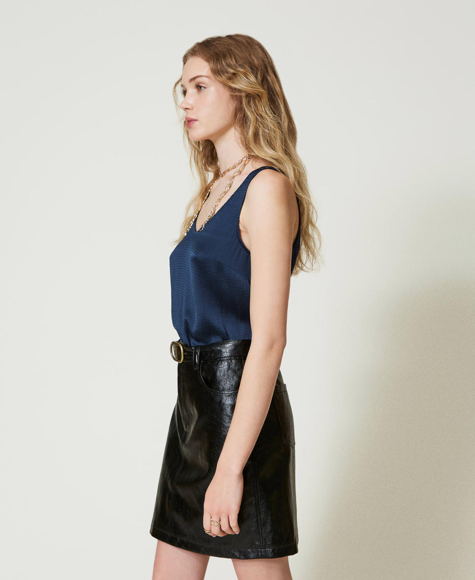 Twin Set Minigonna Effetto Pelle Con Cintura