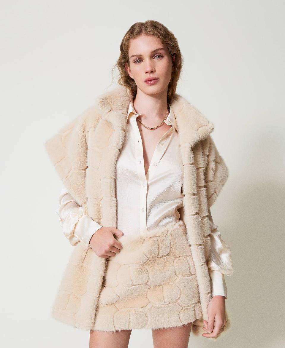 Twin Set Minigonna in faux fur con Oval T