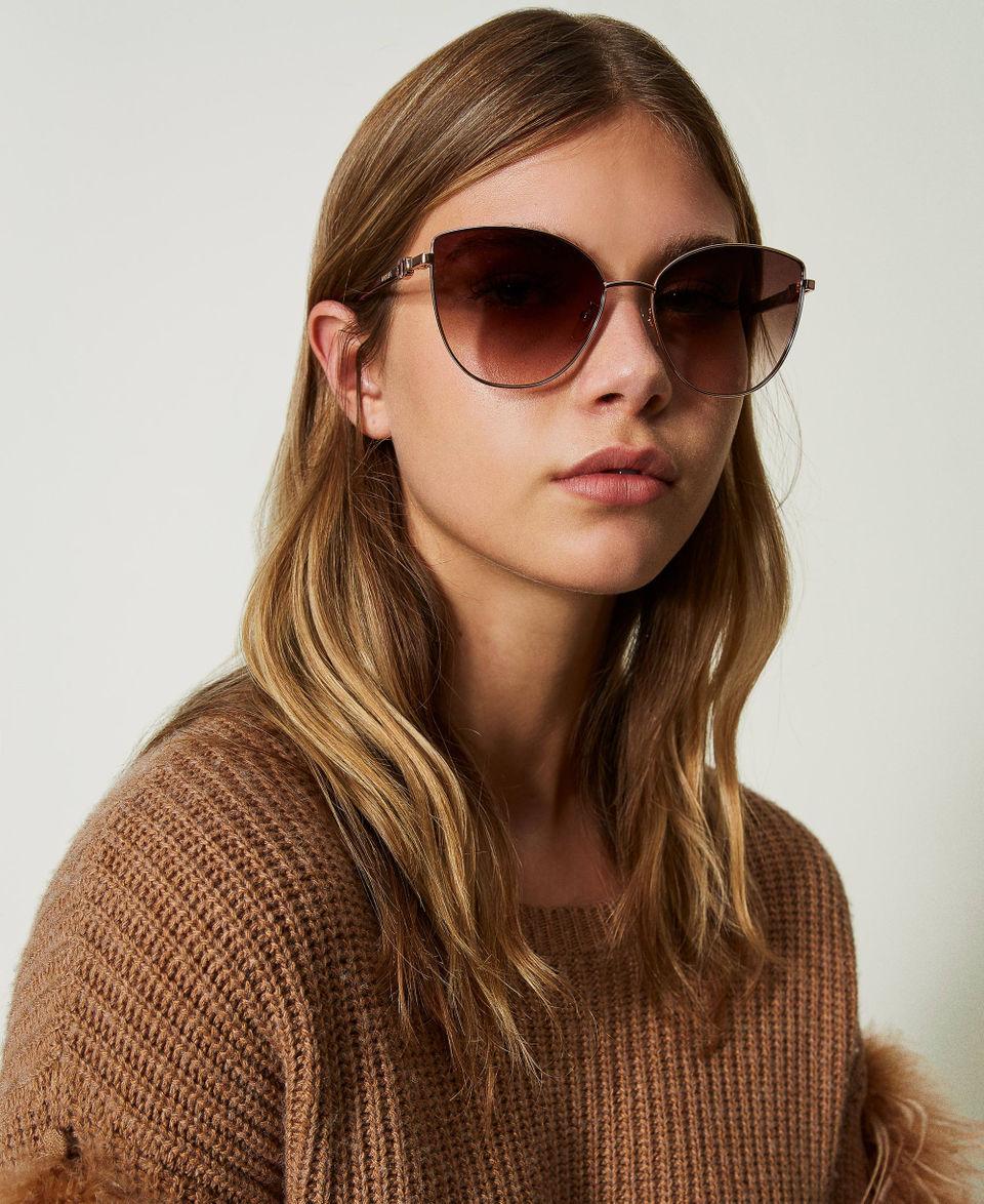 Twin Set Occhiali Da Sole Cat-eye In Acciaio