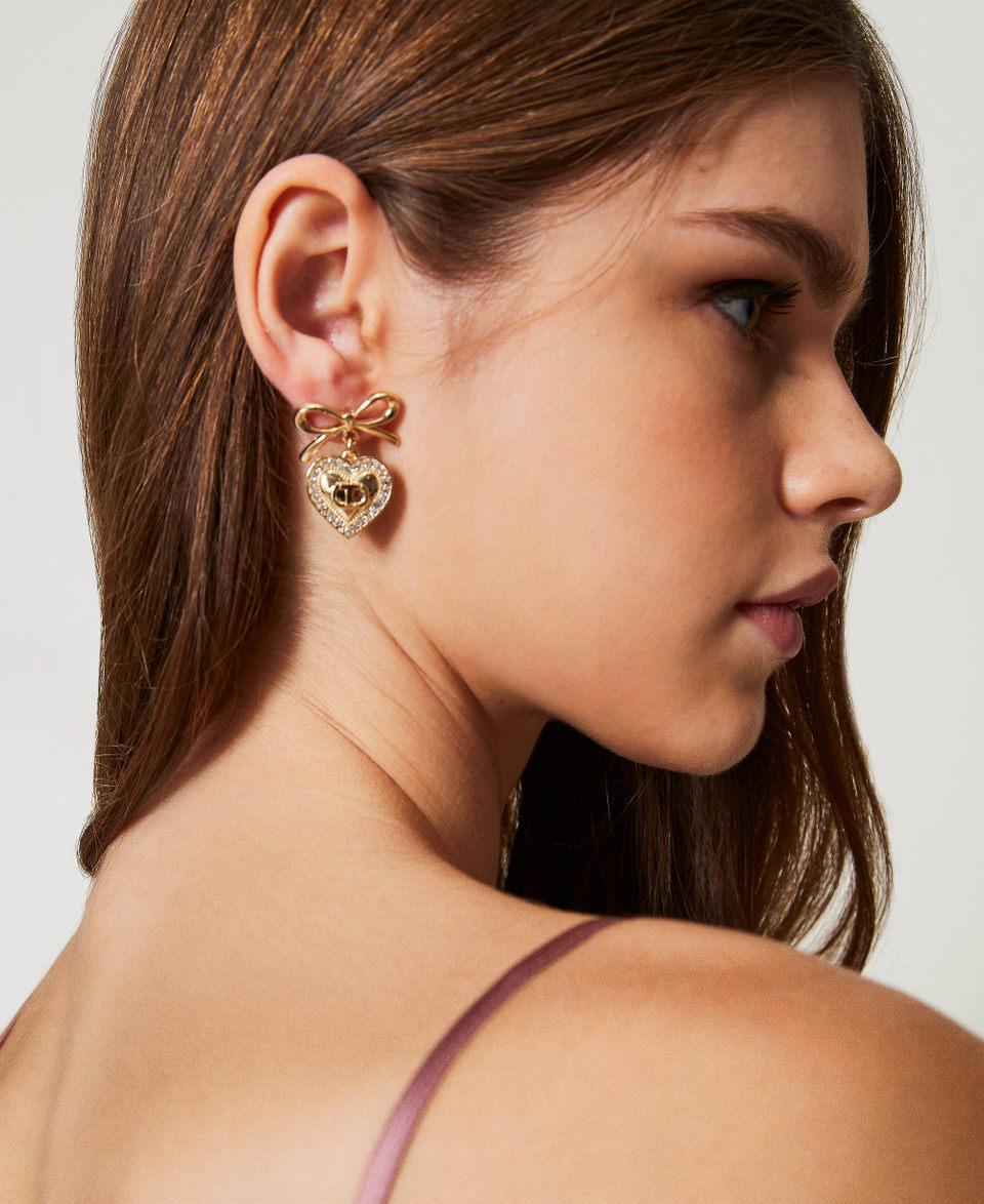 Twin Set Orecchini A Cuore Con Strass E Oval T