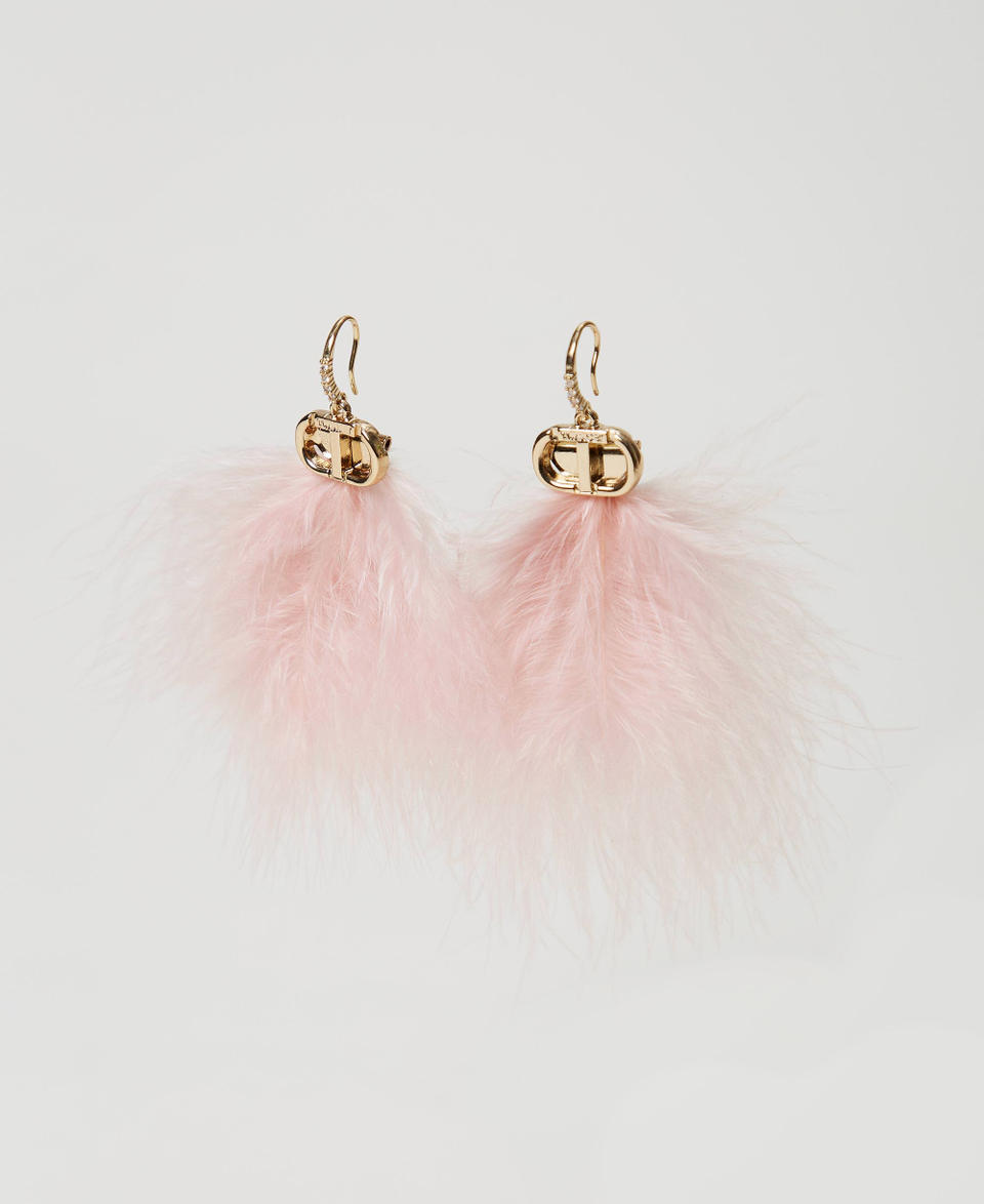 Twin Set Orecchini con piume e Oval T