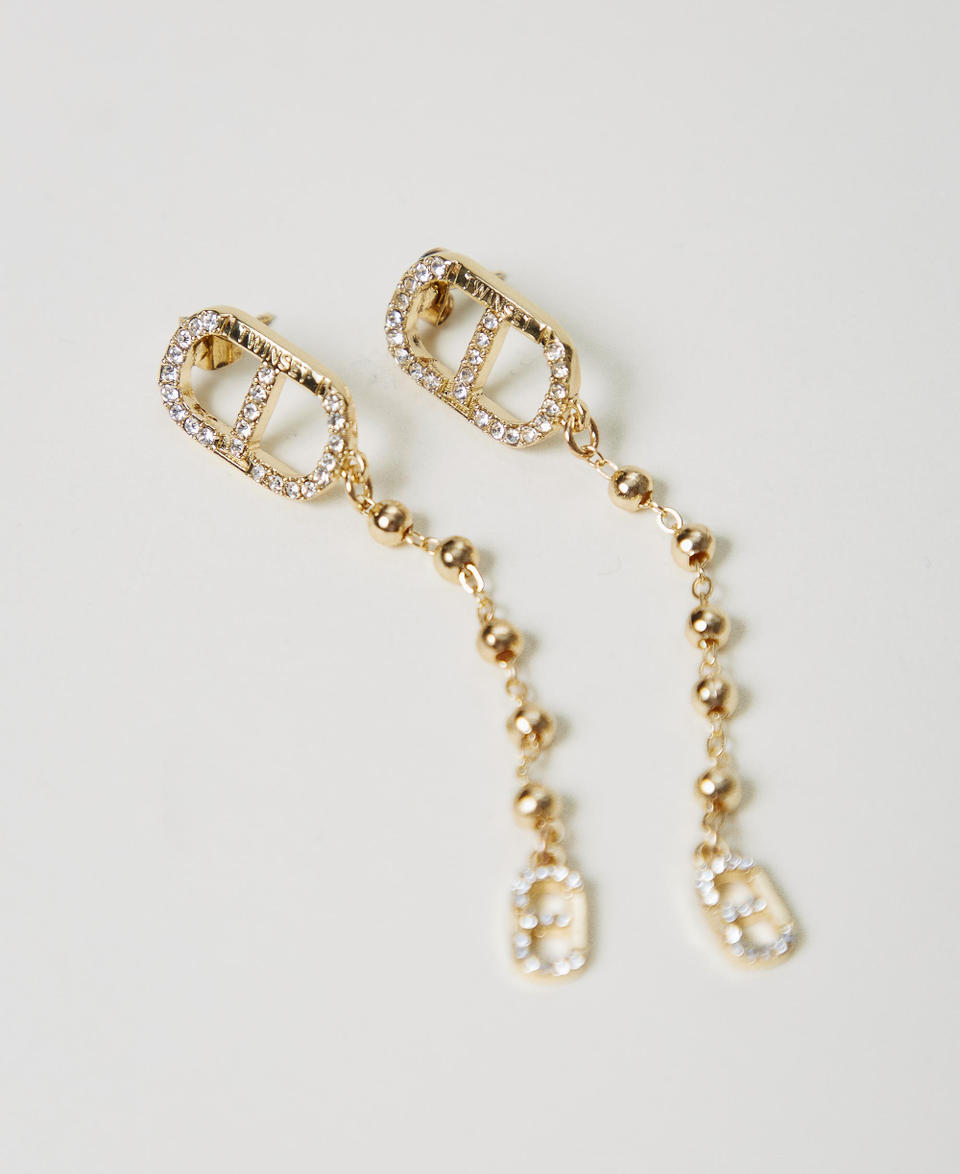 Twin Set Orecchini Pendenti Con Strass E Oval T