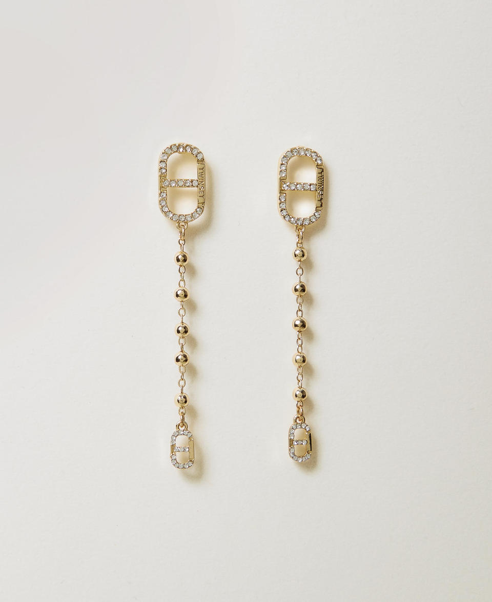 Twin Set Orecchini pendenti con strass e Oval T