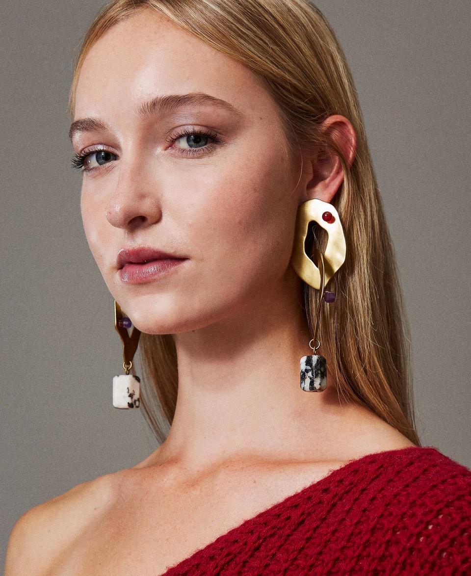 Twin Set Orecchino in metallo a catena con pietre