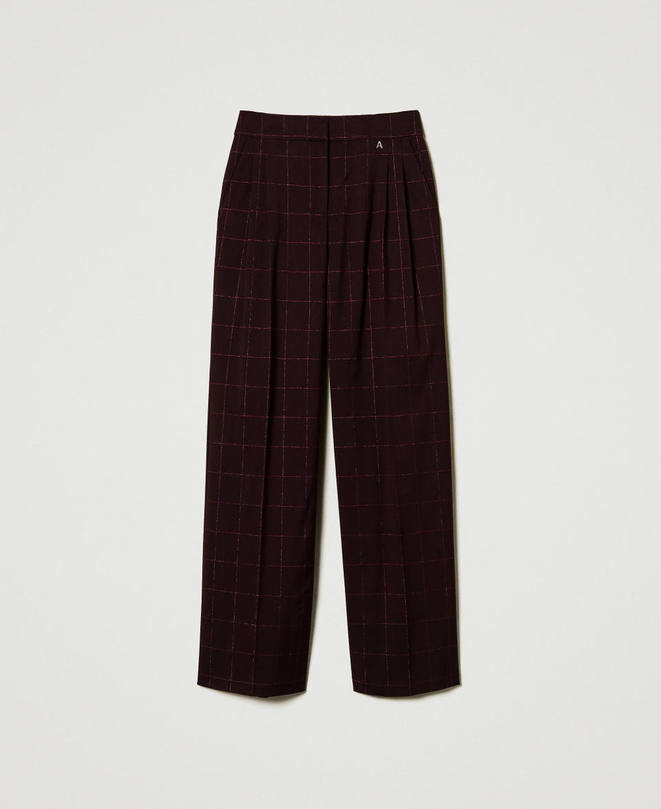 Twin Set Pantaloni A Palazzo Check Con Lurex