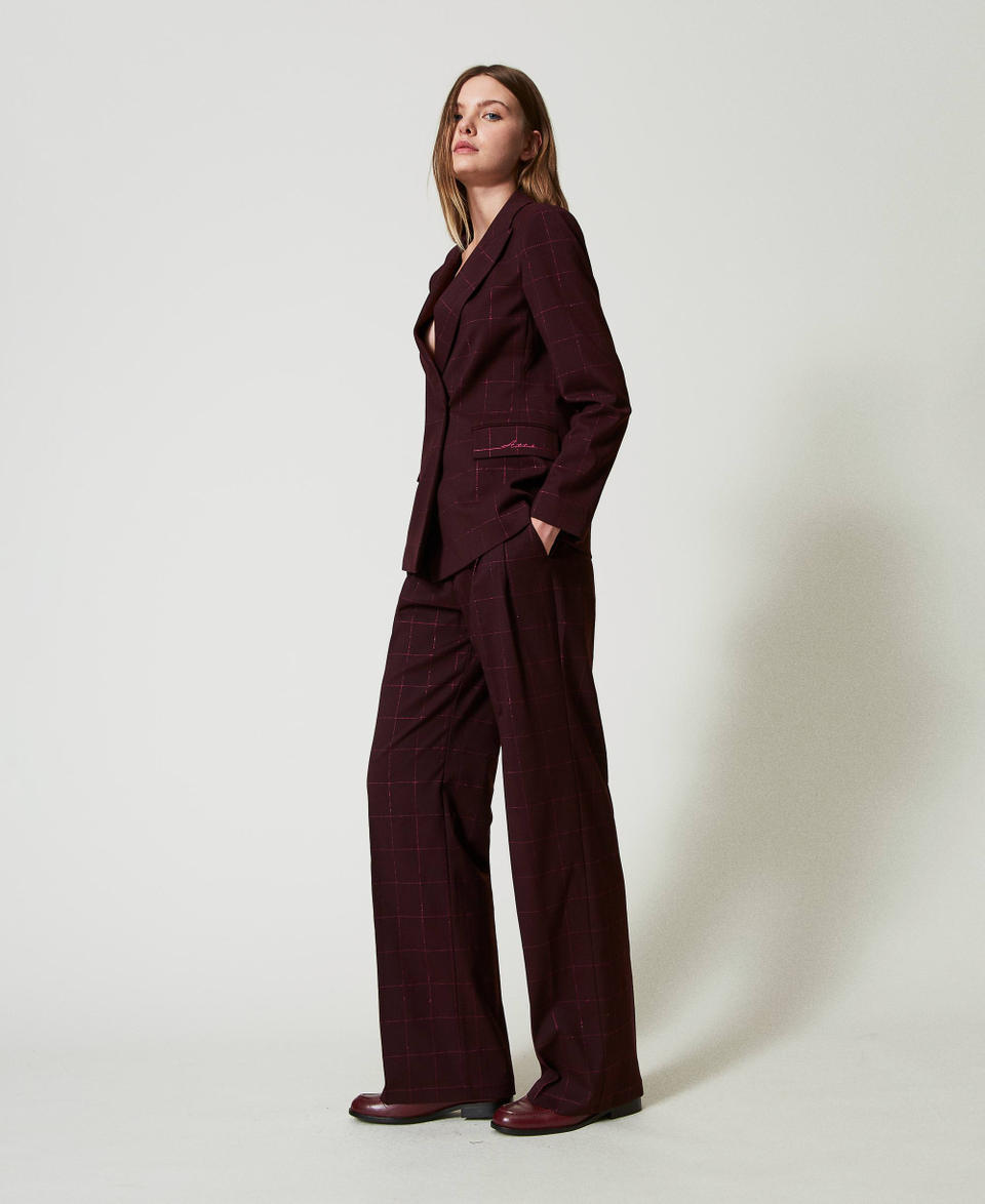 Twin Set Pantaloni A Palazzo Check Con Lurex