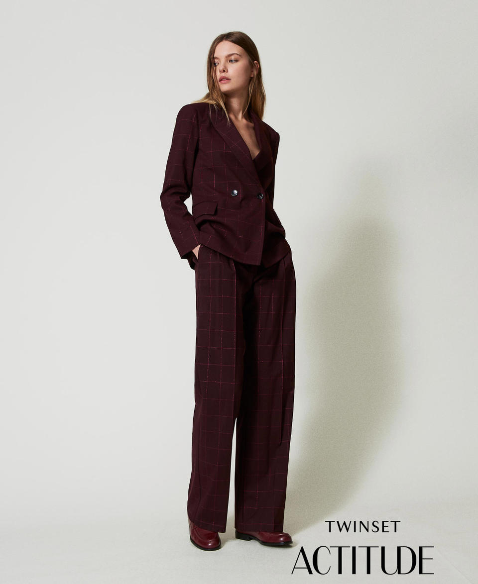 Twin Set Pantaloni a palazzo check con lurex