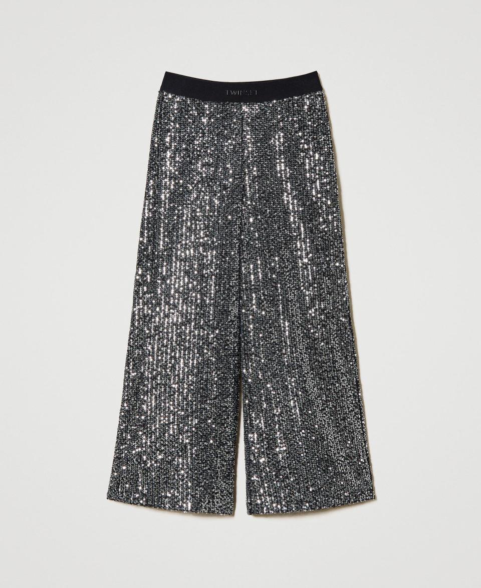 Twin Set Pantaloni A Palazzo In Full Paillettes