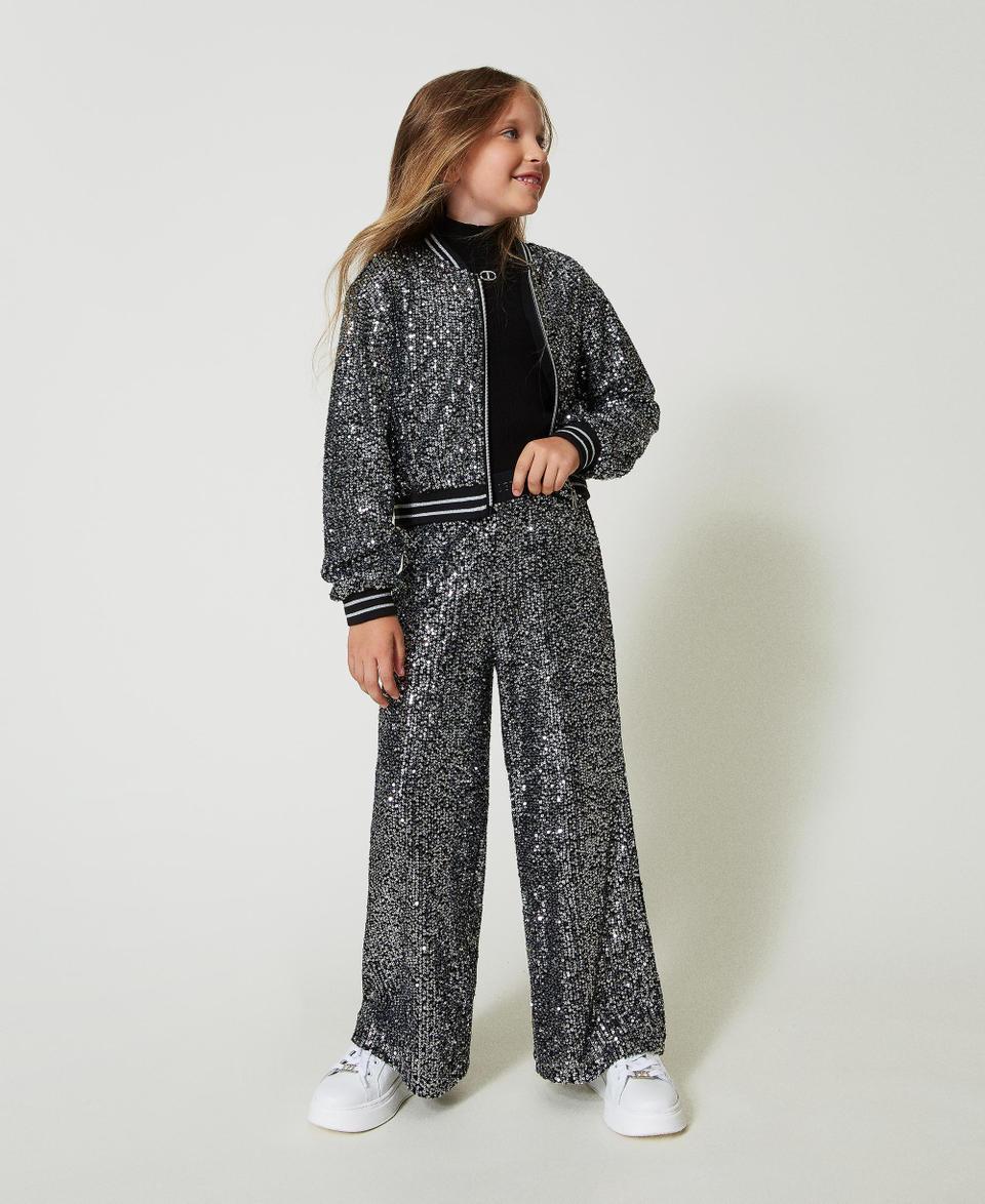 Twin Set Pantaloni A Palazzo In Full Paillettes