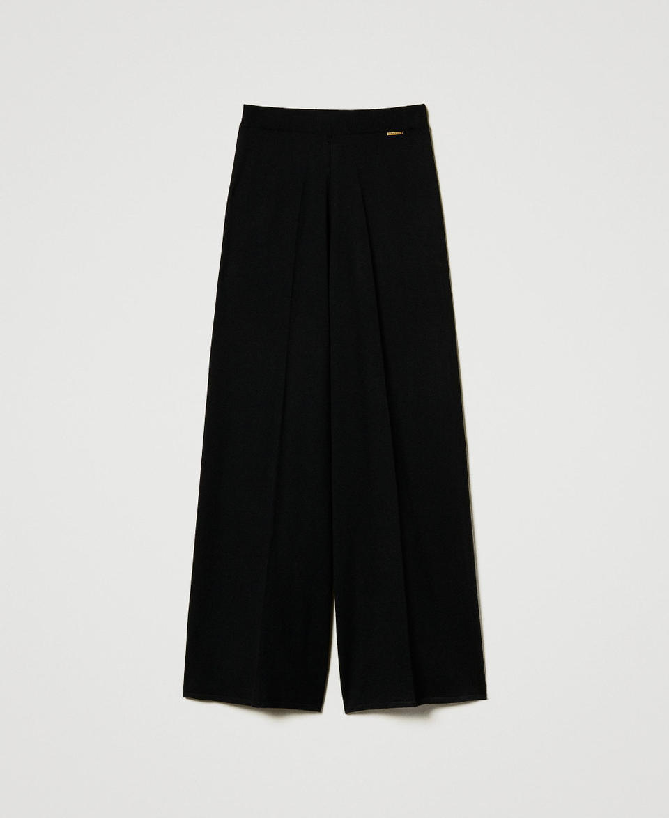 Twin Set Pantaloni A Palazzo In Misto Lana