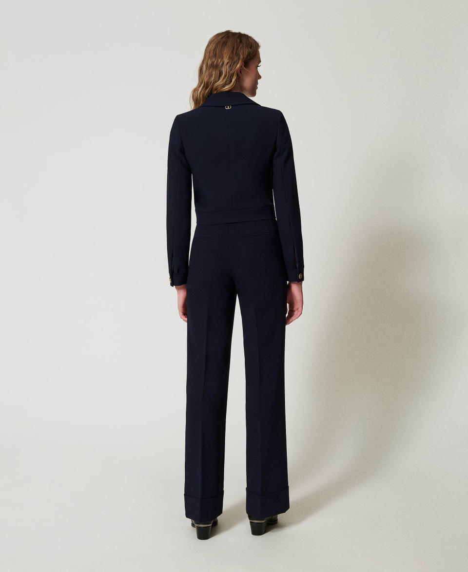 Twin Set Pantaloni A Vita Alta In Cady Crêpe