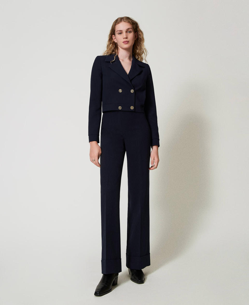 Twin Set Pantaloni a vita alta in cady crêpe