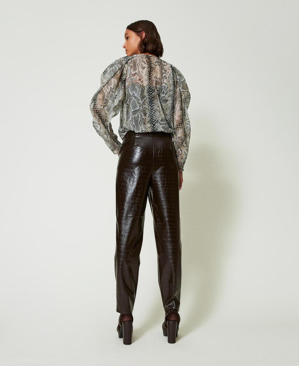 Twin Set Pantaloni Barrel Fit Con Stampa Animalier