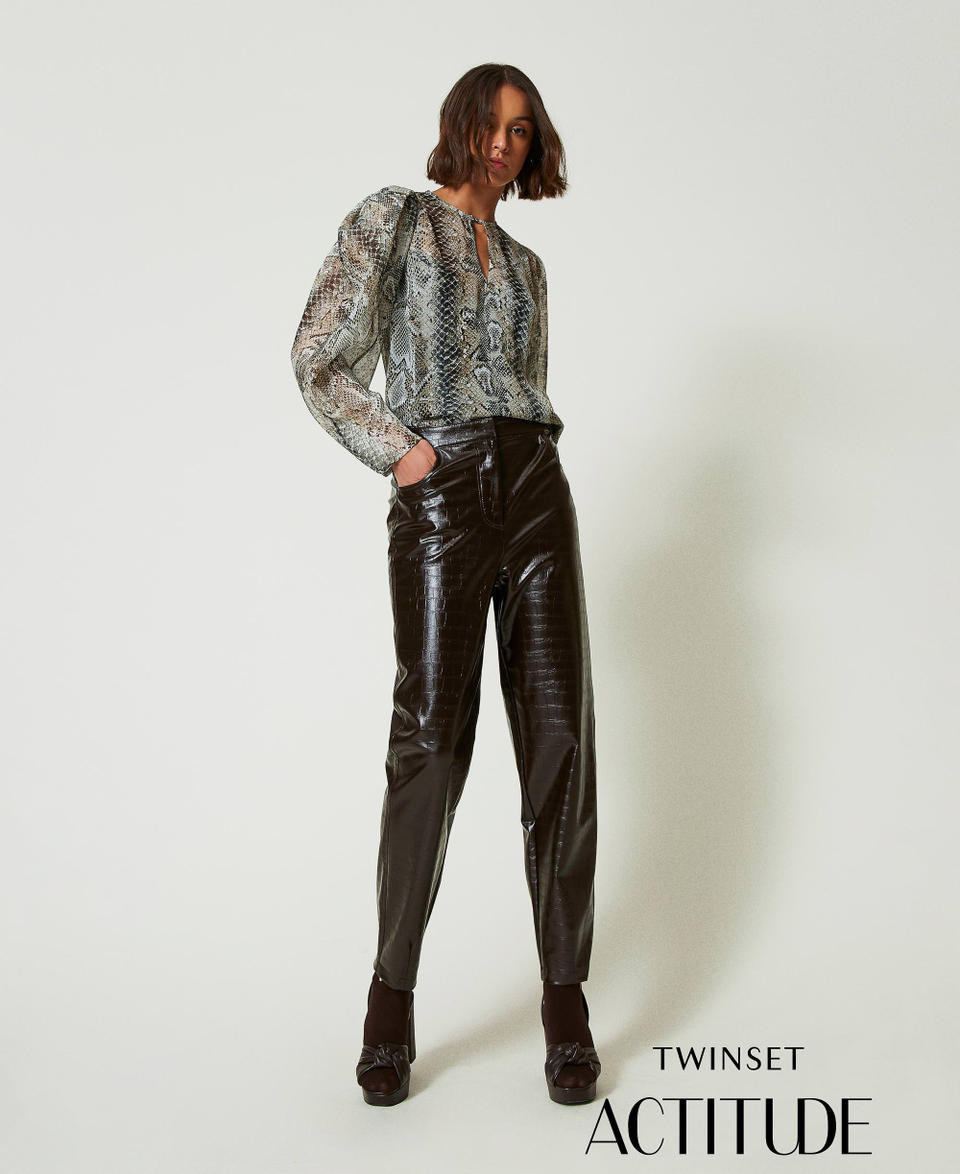 Twin Set Pantaloni barrel fit con stampa animalier