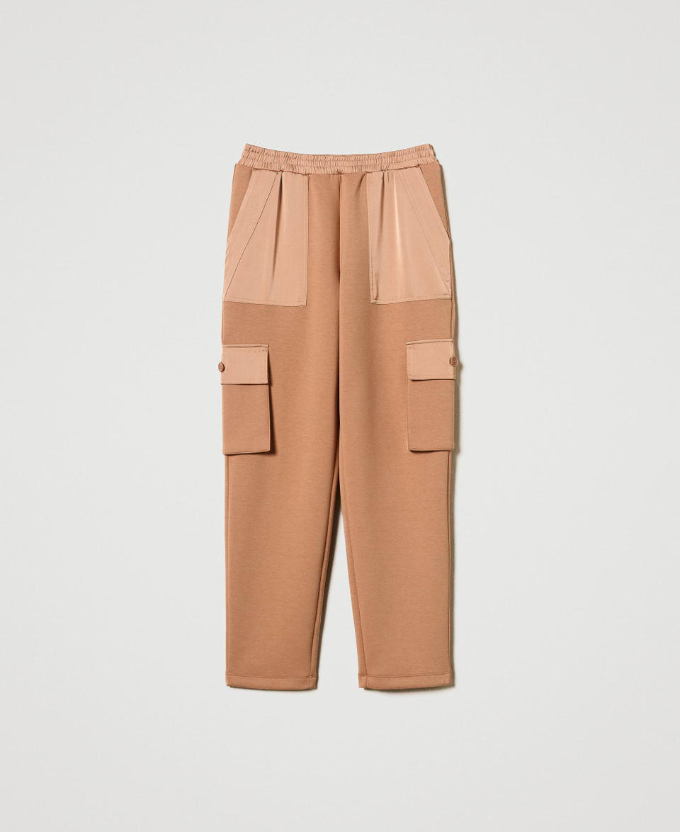 Twin Set Pantaloni Cargo In Tessuto Scuba E Raso