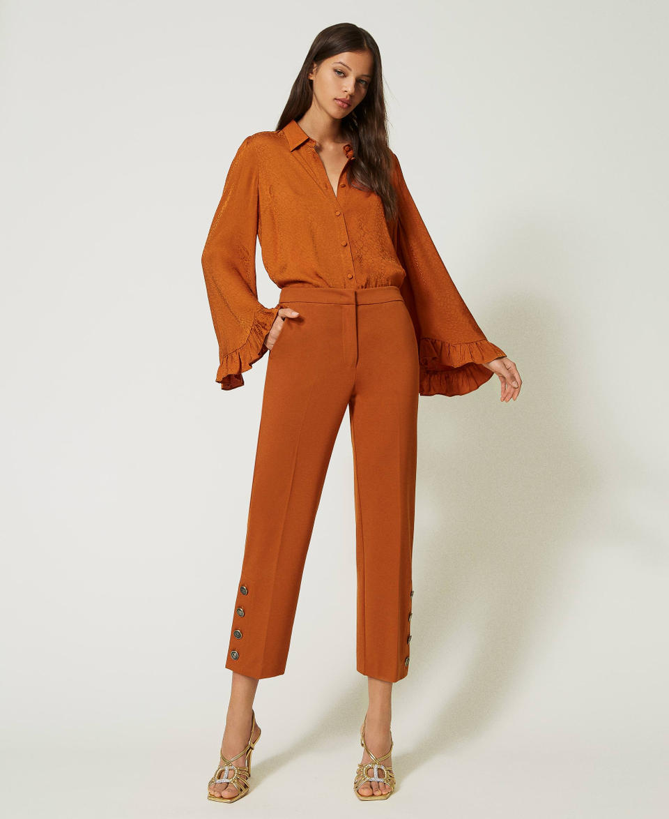 Twin Set Pantaloni Cropped Con Bottoni