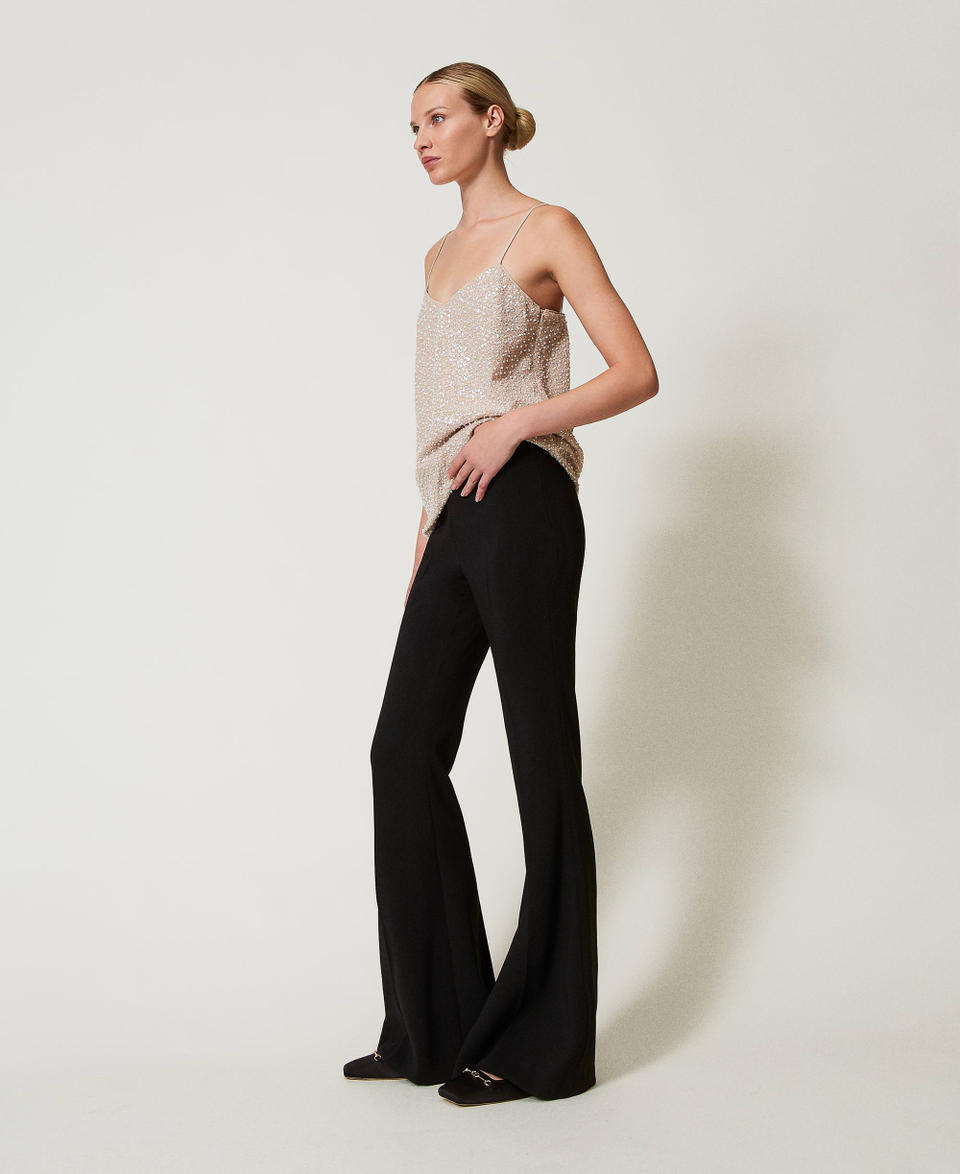 Twin Set Pantaloni Flare In Crêpe Fluido