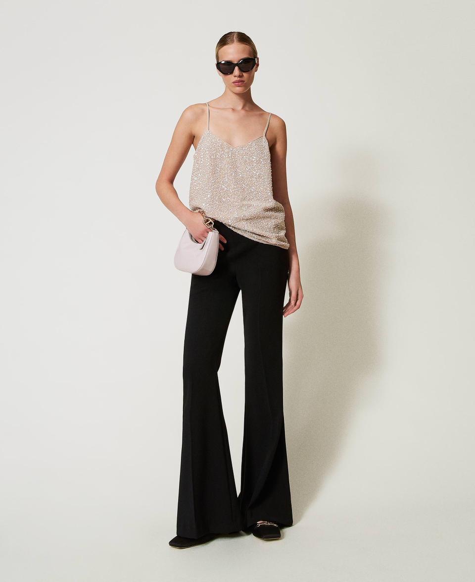 Twin Set Pantaloni flare in crêpe fluido