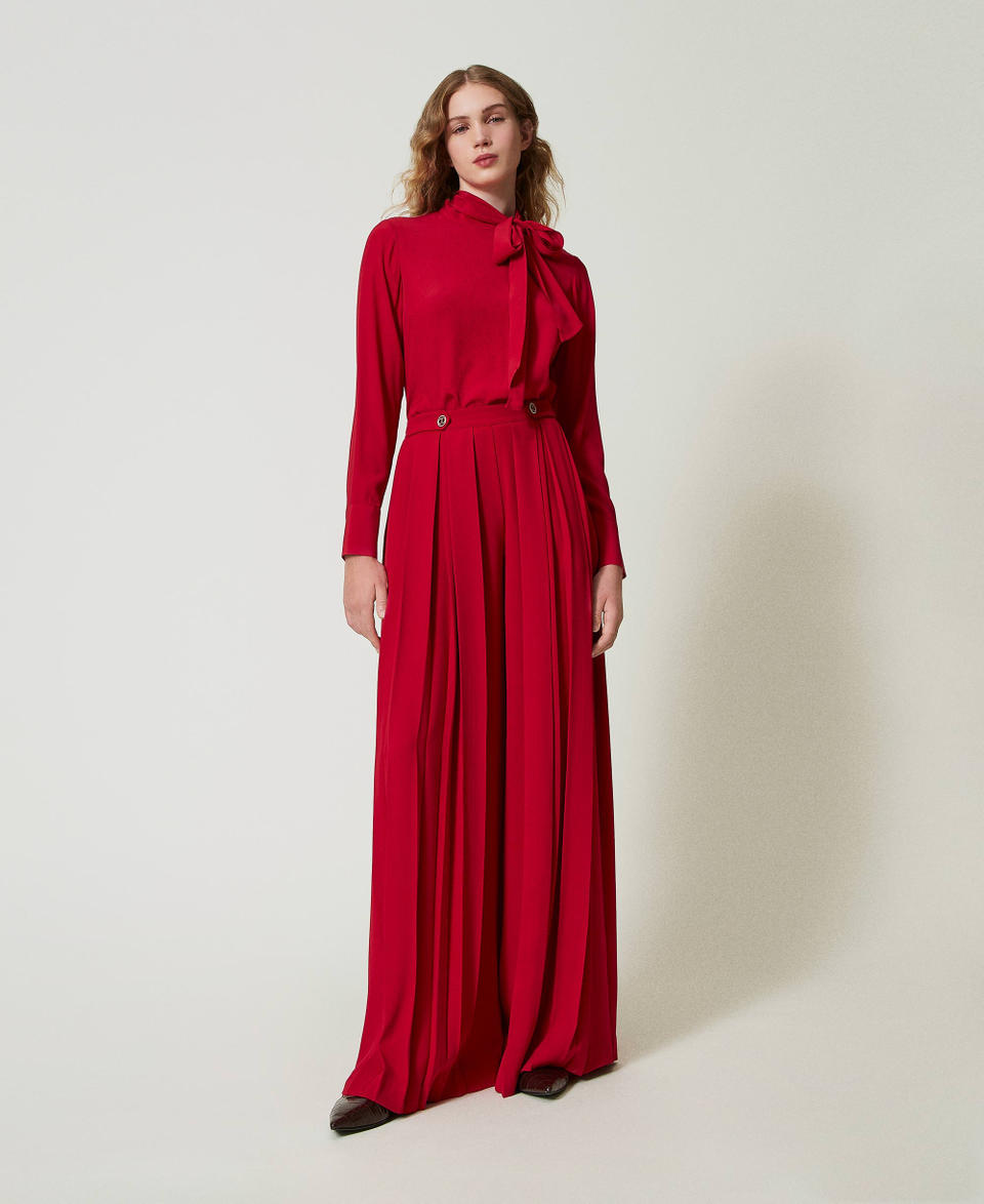 Twin Set Pantaloni in crêpe plissé con bottoni