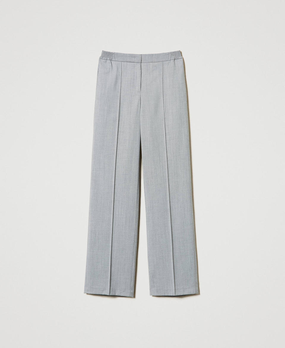 Twin Set Pantaloni In Misto Lana Con Piega
