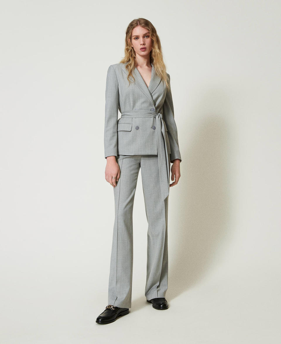 Twin Set Pantaloni In Misto Lana Con Piega