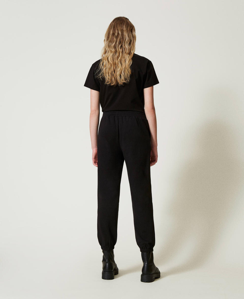 Twin Set Pantaloni Joggers In Felpa Con Raso