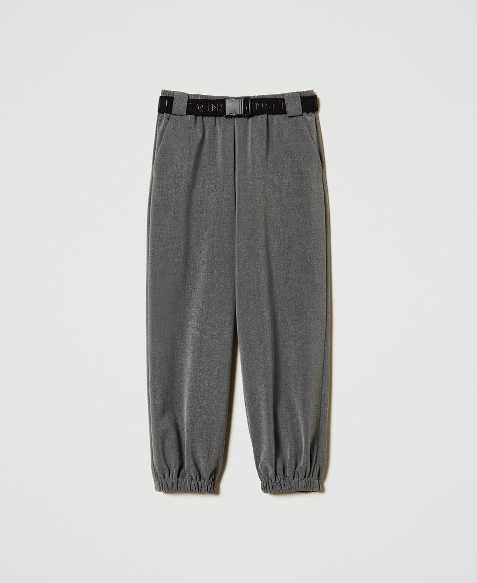 Twin Set Pantaloni Joggers In Flanella Con Cintura