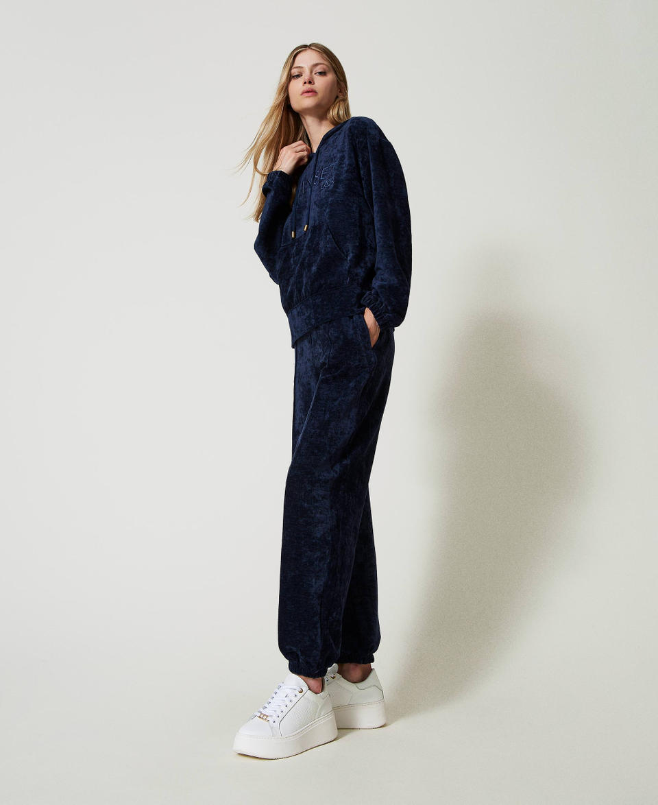 Twin Set Pantaloni Joggers In Velluto