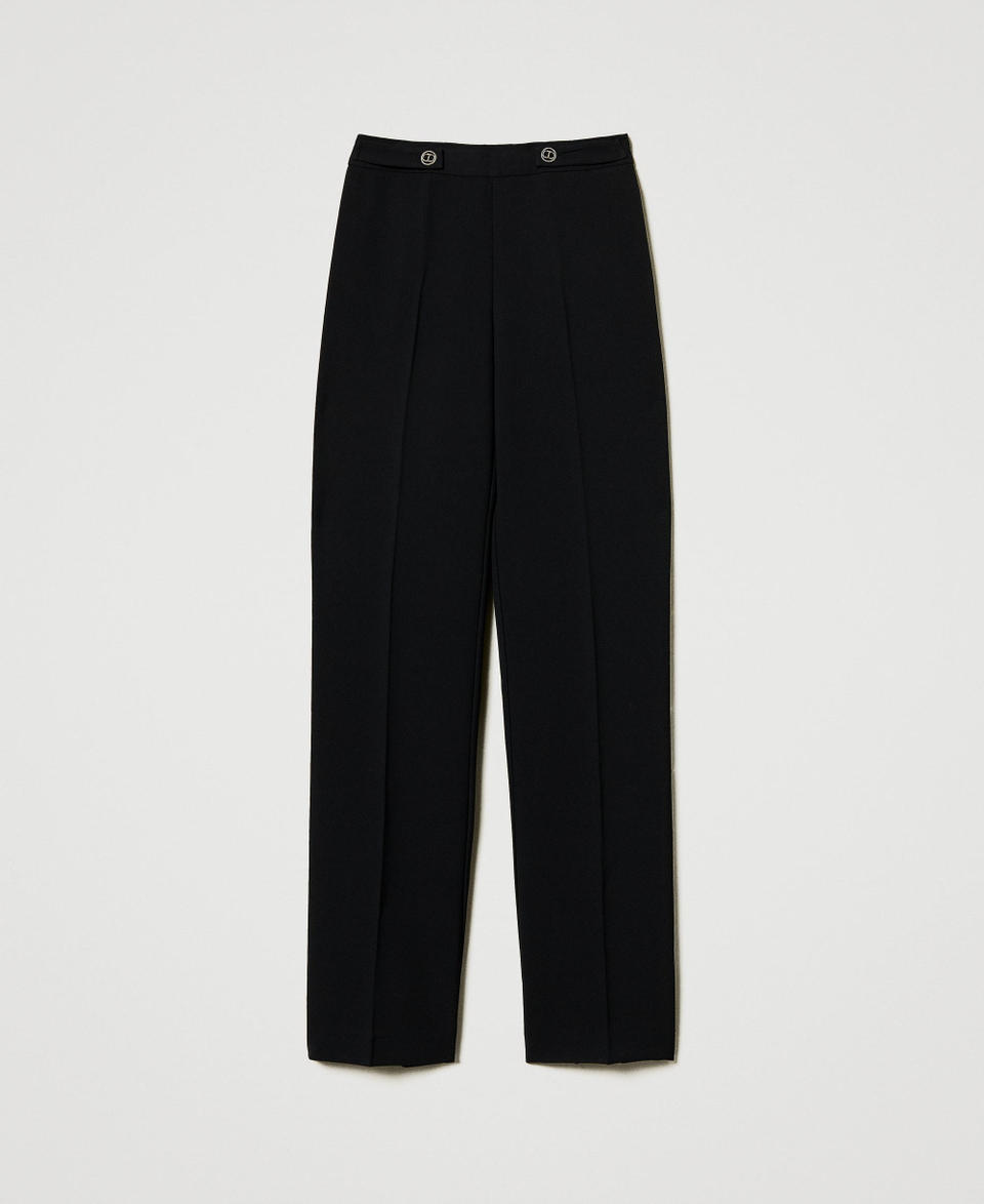 Twin Set Pantaloni Straight Leg In Crêpe Cady