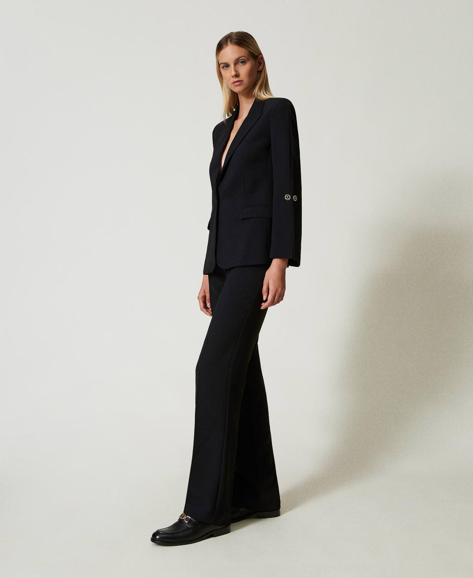 Twin Set Pantaloni Straight Leg In Crêpe Cady