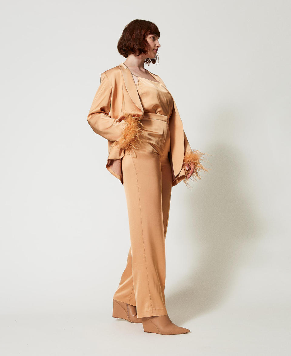 Twin Set Pantaloni Straight Leg In Raso