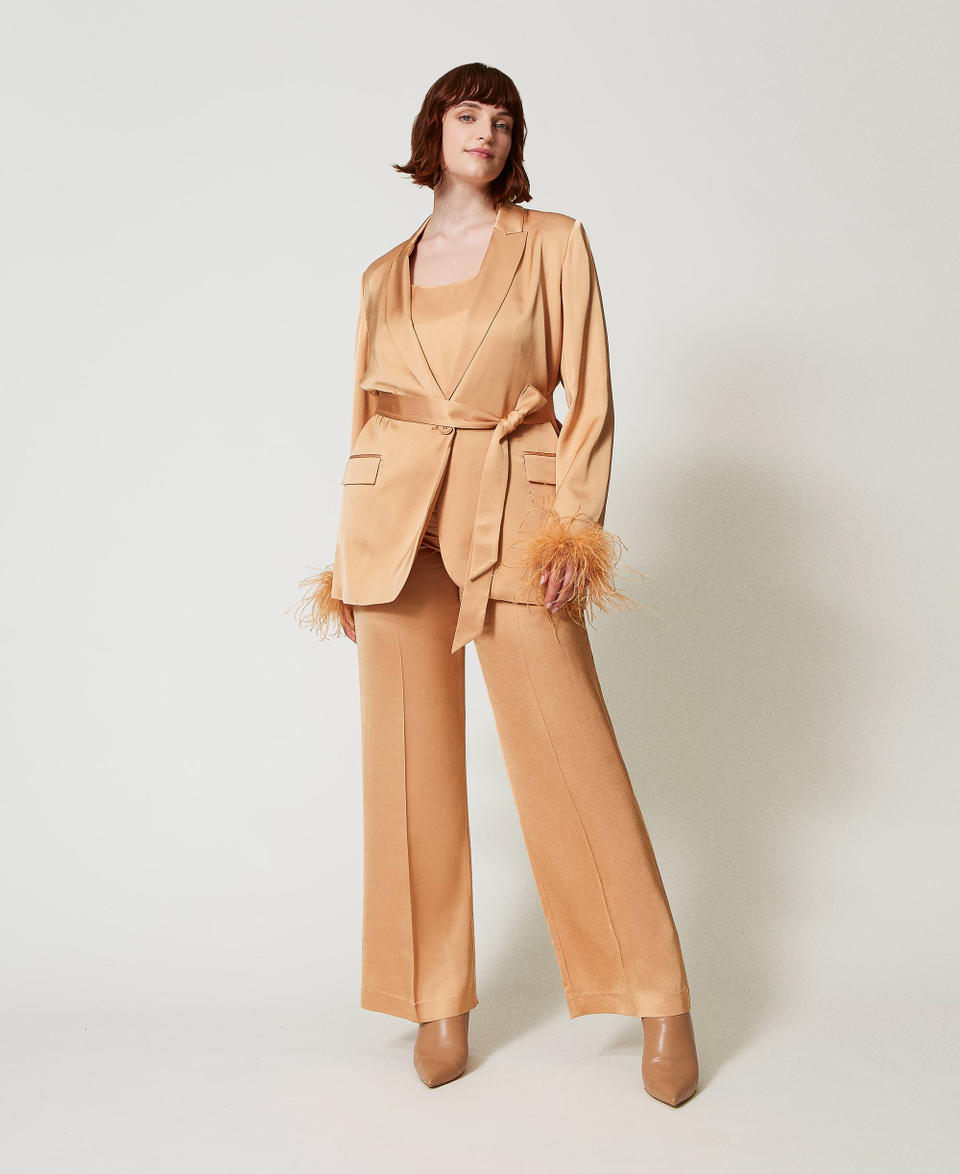 Twin Set Pantaloni Straight Leg In Raso