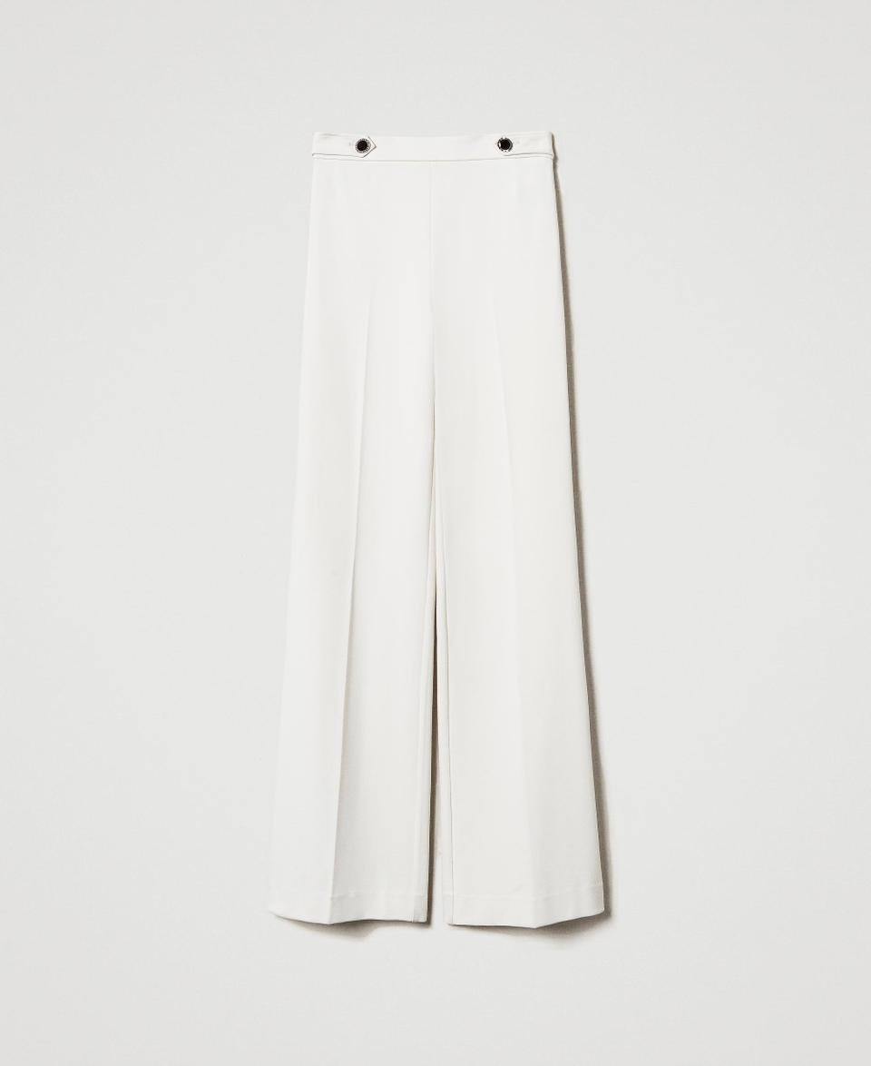 Twin Set Pantaloni Wide Leg Con Bottoni Gioiello