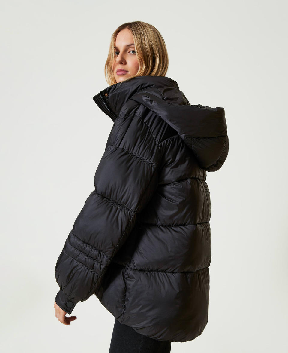 Twin Set Piumino In Nylon Jacquard Rigato