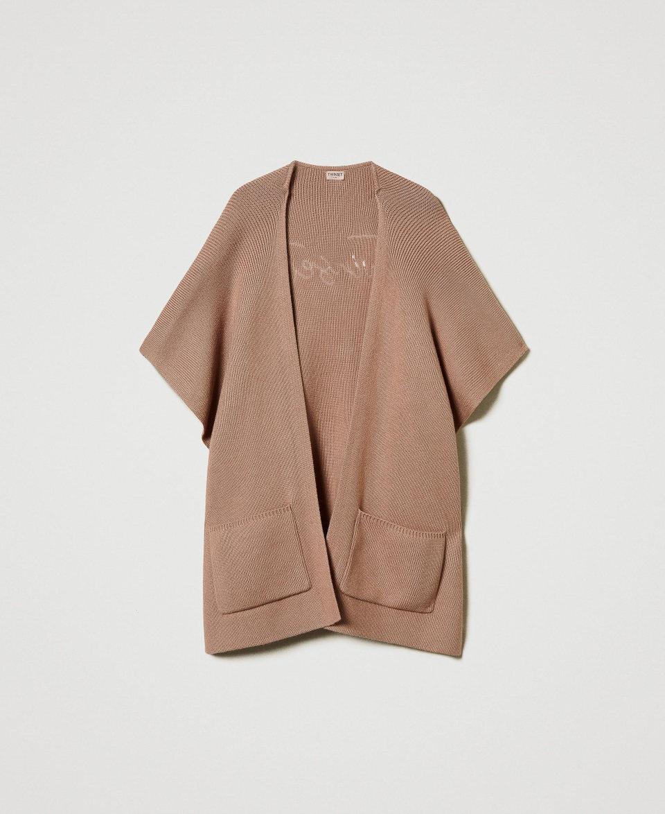 Twin Set Poncho In Maglia Con Ricamo Logo