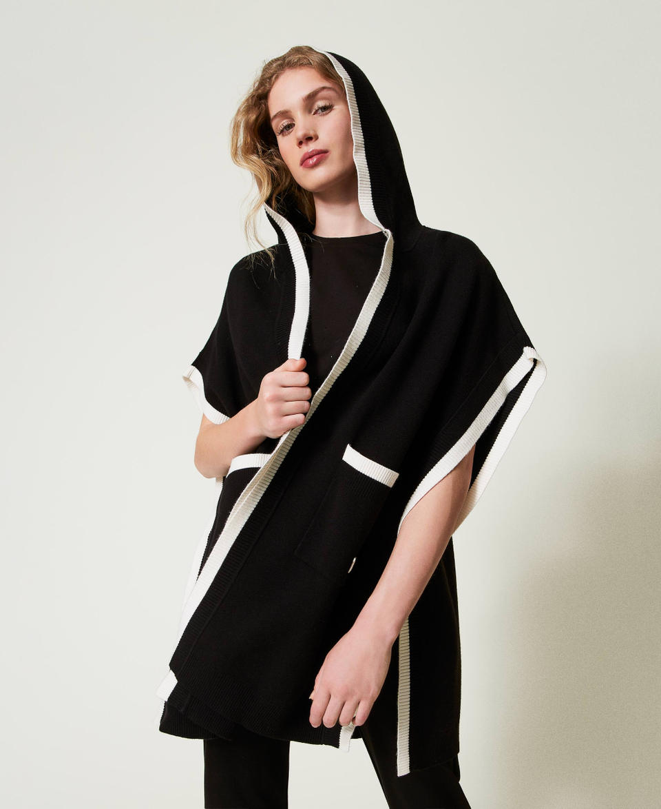 Twin Set Poncho In Maglia Con Tasche