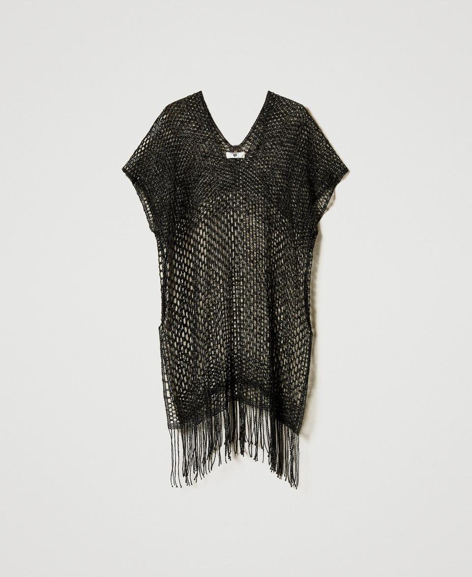 Twin Set Poncho In Rete Lurex Con Frange