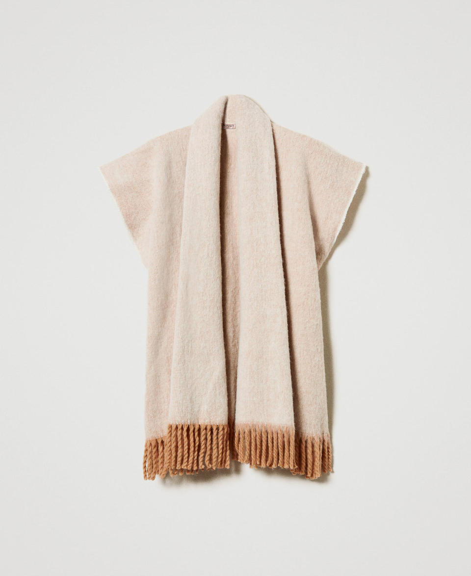 Twin Set Poncho Mélange Con Frange