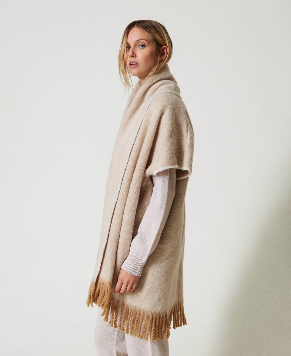 Twin Set Poncho Mélange Con Frange