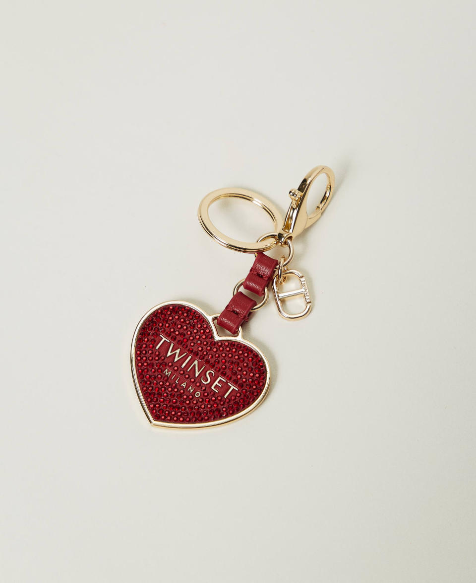 Twin Set Portachiavi a cuore con logo e strass