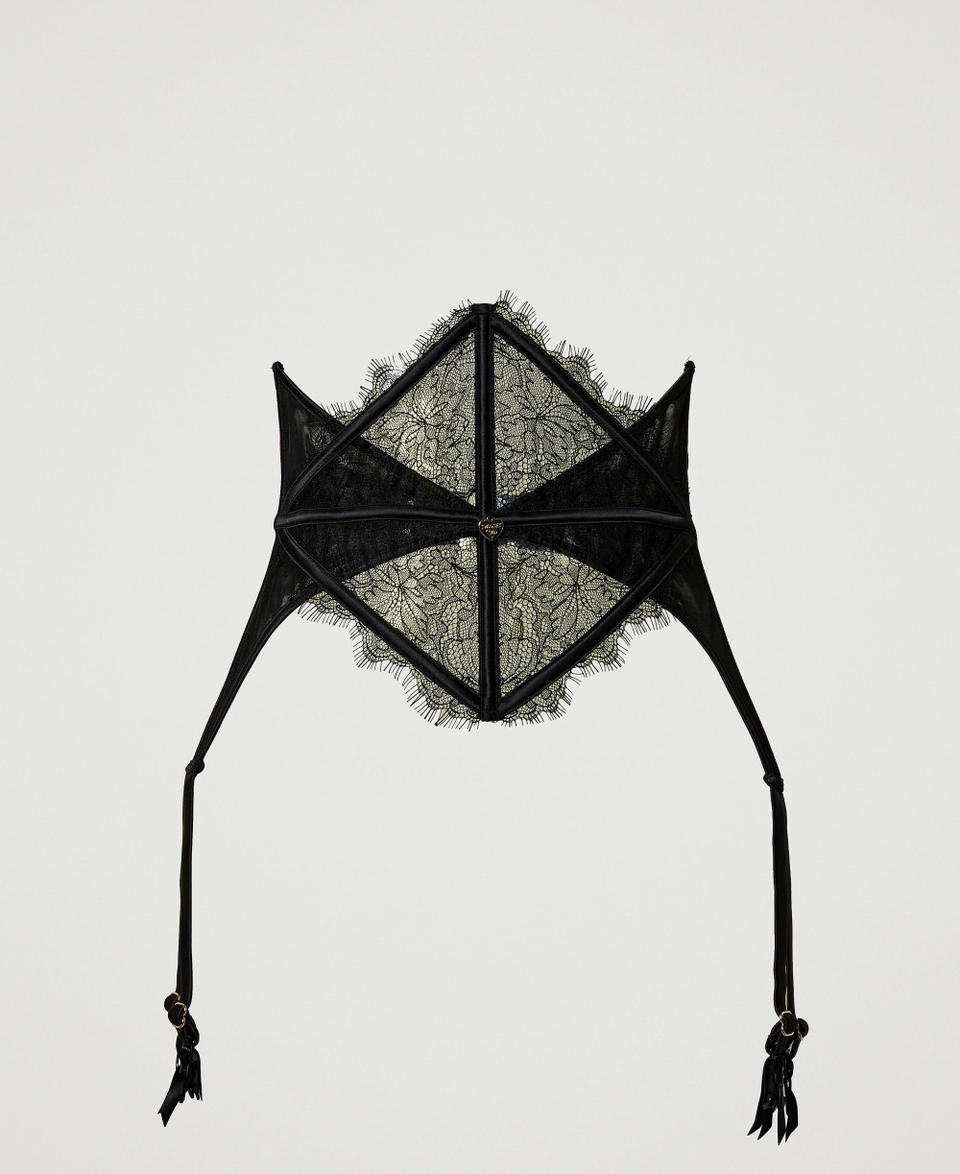 Twin Set Reggicalze In Pizzo E Tulle